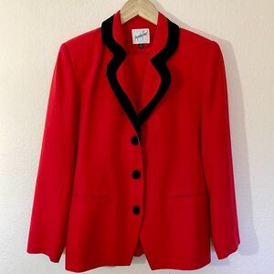 Vintage Red and Velvet Black Skirtsuit